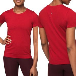 Lululemon Dark Red Swiftly Relaxed Short Sleeve Top 8